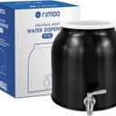 2.5 Gallon Stainless Steel Water Crock, Countertop Water Dispenser for 3-5 Gallon Bottle, Water Bottle Beverage Dispenser with Stainless Steel Spigot & Lid for Parties Lemonade, Home Water (Black)