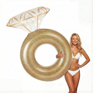Zeraty Thickened Inflatable Pool Floats Diamond Rings for Adults, Glitter Bachelorette Party Wedding Decorations Bridal Shower Gifts, Engagement Photo Props, Swim Tubes Pool Lounging Supports 265 lbs
