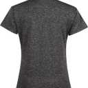 Women Golf Tennis Shirts,Athletic Women T-Shirts V-Neck Tops Short Sleeve Collarless Shirts (Gray, L)