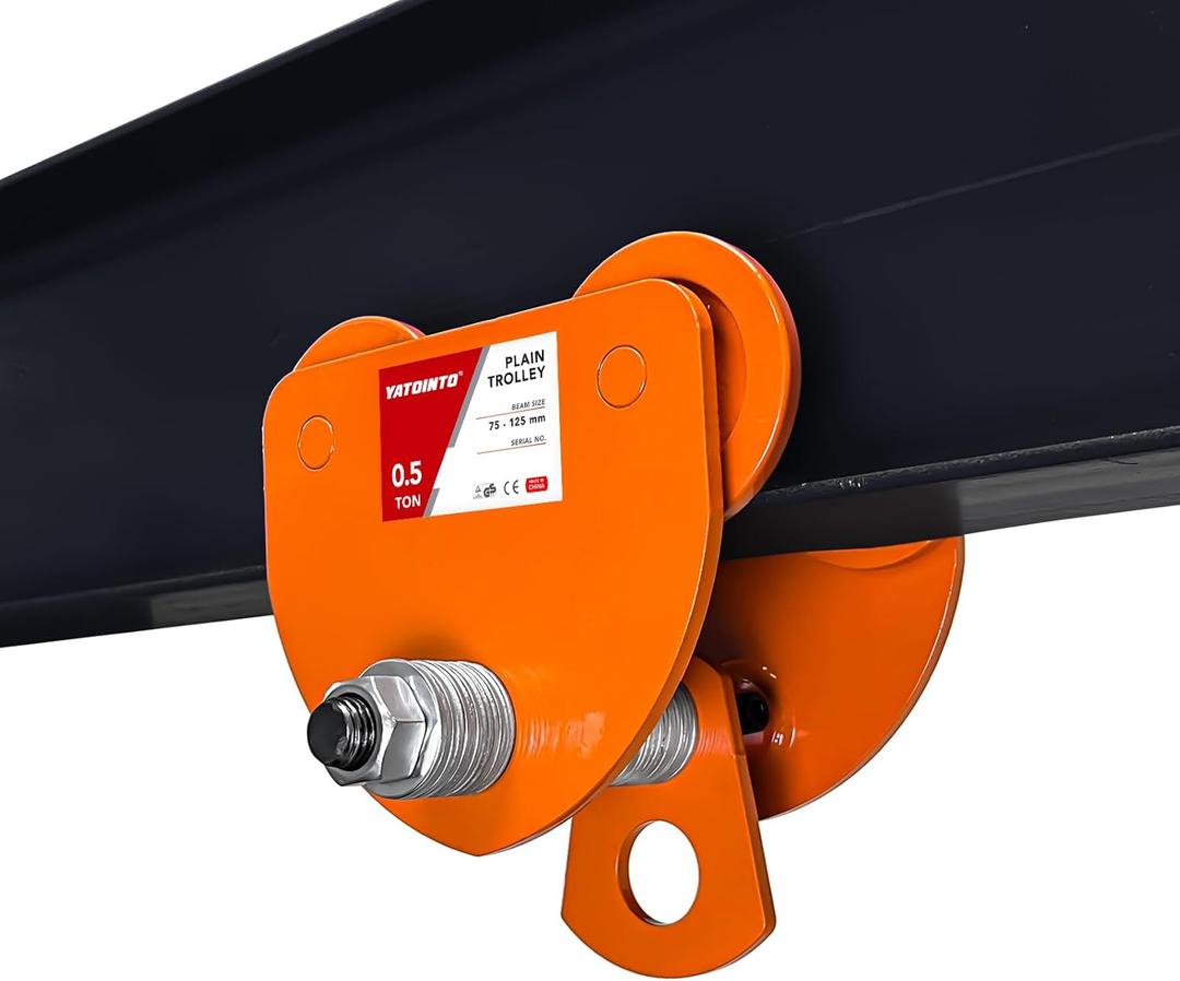 YATOINTO 1100LBS Beam Trolley, 0.5 Ton Capacity 4 Wheels Push Manual Trolley, I Beam Trolley Heavy Duty, Dual Track Rollers for I Beams & Chain Hoists Lifting