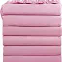 FreshCulture Twin Fitted Sheets, Bulk Pack of 6, Deep Pocket, Soft Microfiber Bottom Sheets for Home, Salons, Hotels, Twin Size Fitted Sheets Only (Dusty Pink)