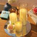 Shihanee Set of 12 Pillar Candles and Glass Cylinder Vases Clear Cylinder CandleHolders for Slim Pillar Candles Wedding Centerpieces(3.4''x 4.7'', 7'', 9.8'',Ivory White)