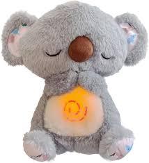 Anxiety Relief Koala, Soothing Breathing Koala Anxiety Relief Bear with Light and Music Breathing Koala Plush Toy Portable Plush Rest Koala Calming Sleep with Rhythmic Breathing Motion for Baby (Grey)