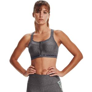 Under Armour Women's High Crossback Heather Zip Bra (36C, Charcoal Light Heather (019)/Black)