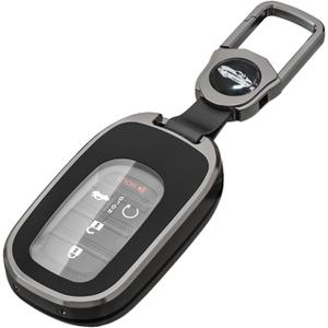for Honda Key Fob Cover with Keychain,Metal Shell Soft TPU Full Protection Key Case for Honda 2022 2023 2024 2025 Accord Civic HR-V CR-V Pilot Sport SI EX EX-L Touring Smart Remote Key Protector