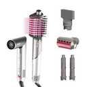 Shark FlexFusion Hair Dryer with Fusion Hair Brush, Ceramic Air Styler with Auto-Wrap Hair Curlers & Concentrator, Ceramic Plates, Metallic Mist HD641