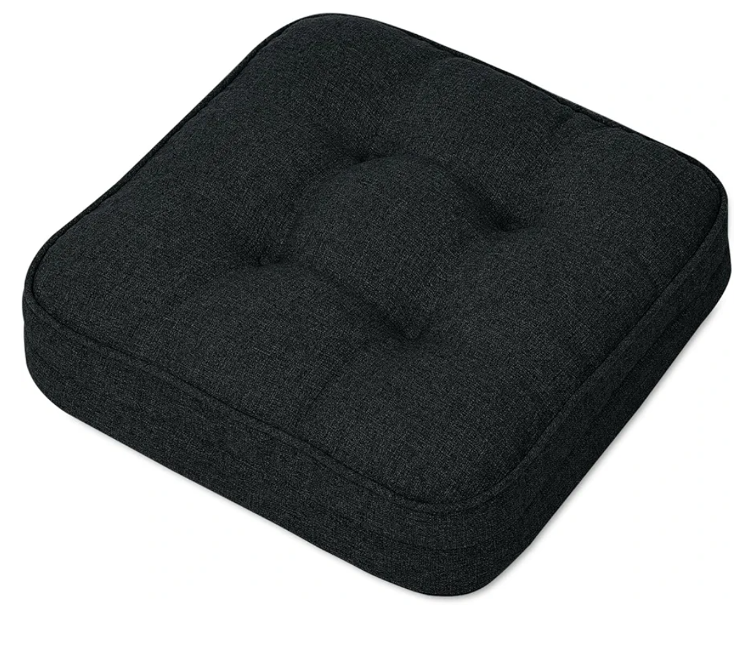 GOFORIT Memory Foam Seat Cushion，Kitchen Chair Cushions for Dining Chairs,Non-Slip Chair Pads with Removable Cover, 16'' x 16'', Black