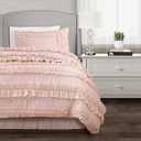 Lush Decor Belle Comforter Twin XL Size 3 Piece Set Blush - Twin Dorm Bedding Set - Pink Comforter - Coquette Dorm Decor, College Essentials, Blush 