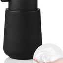 YAUKPH Matte Black Foaming Hand Soap Dispenser Plastic 11 oz - Modern Minimalist Style for Bathroom & Kitchen Countertop Refillable, Black