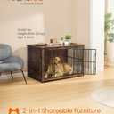 Feandrea Wooden Dog Crate Furniture, 48 Inches Heavy-Duty Kennel for Dogs up to 110 lb, with Double Doors and Enclosed Wood Base, Modern Pet Cage End Table Indoor, Rustic Brown