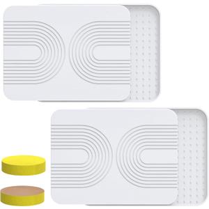 2 PCS Stone Dish Drying Mat  Silicone Mat for Kitchen Counter  Diatomaceous Earth Bath Mat for Bathroom, 16.14"L12.4"W2 Quick Dry Mats for Dishes ,Bottles, Cups, Match Any Countertop(White)