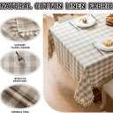 Checkered Tablecloth Rectangle Cotton Linen Gingham Table Cloth with Tassel Washable Wrinkle Free Heavy Duty Buffalo Plaid Table Cover for Dining/Party/Picnic (Beige, 55" x 55" (Square))
