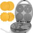 Baker's Friend Multi Pizzelle Maker Electric, Stroopwafel Iron, 4 x 4.5'' Pizzelle Waffle Cookies Maker with Temperature Control, Ideal for Holidays, Parties & More, Great Choice for Gift, Graphite