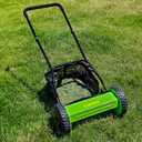 14-Inch 5-Blade Manual Push Reel Lawn Mower Cordless, with Removable Grass Catcher Bag & Adjustable Cutting Height, for Yard & Garden Grass Cutting