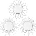 3 Pack Metal Mirrors for Wall Sunburst Wall Mirrors Home Dcor Decorative Hanging Wall Art for Living Room Bedroom Entryway (Silver, Flower+Sunburst)
