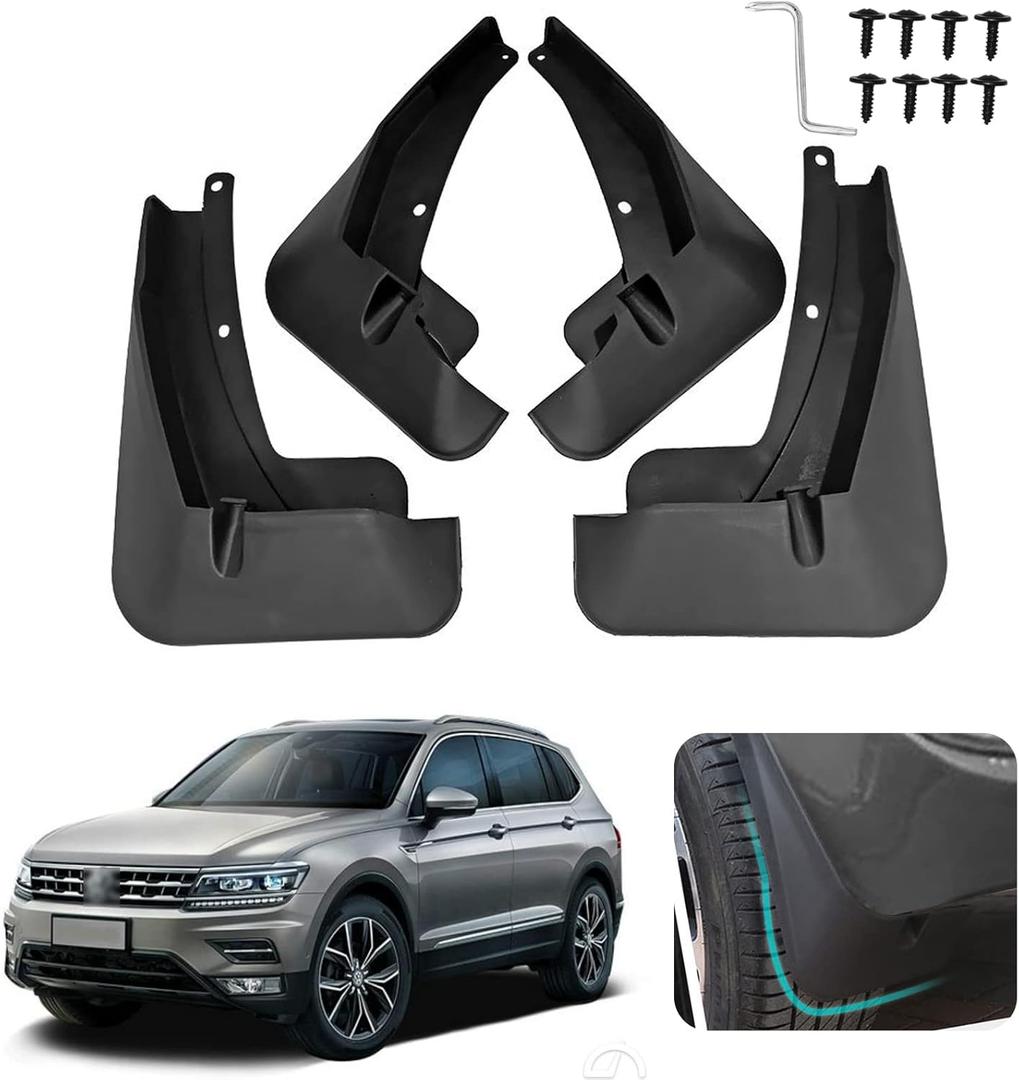 Custom Fit for Mud Flaps Volkswagen Tiguan 2018-2024 (Does NOT Fit Tiguan R-Line) Mud Splash Guard Front and Rear 4-PC Set