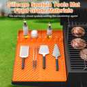 2 x Griddle Accessories Silicone Spatula Mat with Drip Pad, Orange, 16x11.5" Rectangular Grill Mat