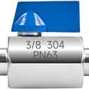 3/8" Hose Barb Ball Valve, 304 Stainless Steel Mini Fuel Shut Off Valve,Heater Hose Shut Off Valve for Water, Gas, Fuel & Irrigation