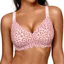 OEAK Women Jelly Bras No Underwire Scalloped Push Up Buttery Soft Tshirt Bra Seamless Full Coverage Convertible Everyday Bra, Large