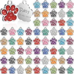 Abbylike 60 Pcs Personalized Paw Print Pet Tag for Dogs and Cats, Blank Pet ID Tags Custom Glitter Paw for Cute Metal Cat Name Small DIY Engraved Puppy Name Abbylike 60 Pcs Personalized Paw Print Pet Tag for Dogs and Cats, Blank Pet ID Tags Custom Glitter Paw for Cute Metal Cat Name Small DIY Engraved Puppy Name