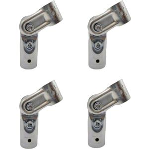 Adjustable 2-Way Pipe Connector, Metal Clamp Fittings, for 1" (O.D. 25.4 mm) Stainless Steel Rail, Chain Link Fence, Bolts and Nuts Included (4 Set)