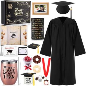Patelai 16 Pcs 2025 Graduation Gifts for Her College Graduation Basket for Women, Tumber Gown Cap Candle Guest Book Congratulations Gift Box for High School Master Degree(Large)