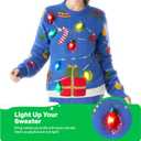 JOYIN Ugly Christmas Sweater Women Men Couples, LED Light Up Ugly Christmas Sweater Kids 2025 String LightsBlue
