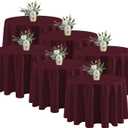 Fitable 6 Pack Burgundy Round Table Clothes - 90 Inches in Diameter - Stain Resistant and Washable Tablecloths, Polyester Fabric Table Covers for Wedding, Party, Banquet, Gathering