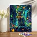 obterie Cat Paint by Numbers Kit for Adults Beginner Skeleton Oil Painting Kit Adult Paint by Number Kits on Canvas DIY Painting for Beginners Art by Numbers for Gifts Home Wall Decor 16x20 Inch (YF038)