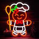 Gingerbread Neon Sign Christmas Neon Sign Dimmable Christmas Led Sign Gingerbread Man neon Sign for Bedroom Living Room Kids Room Xmas Decoration
