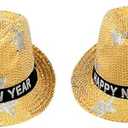2 Pack New Year Hat Fedora Hats New Years Hats New Year Eve Sequin Hat Gold Black Silver Happy New Year Hat for Adults Men and Women Christmas New Year Party Decorations