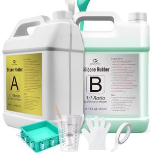 Silicone Mold Making Kit - 2.2 Gallon Liquid Silicone Rubber 15A with Adjustable Mold Housing - Fast Cured Easy 1:1 Mixing Ratio Silicone Casting for Making DIY Silicone Resin Molds, with Instructions