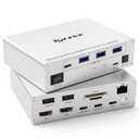 KCEVE 15-in-1 KVM Switch USB C Docking Station, USB 3.0 KVM Switch 1 Monitors 1 Laptops HDMI 4K60Hz, 80W PD, 5Gbps, MST, Gigabit Ethernet, SD/TF Card, Power Adapter, Wired Remote