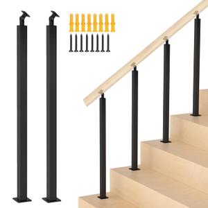 Black 2 Pack Stair Railing Kits,33.5" Metal Baluster Railing Posts with 270Adjustable Railing Spindles,Iron Outdoor Indoor Deck Railings for Steps,Porch,Balconies,Balcony,Patio Stairs Decor