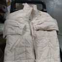 Womens Quilted Pullover Puffer Jacket Lightweight Oversized Hooded Winter Puffer Coat Light Warm Outerwear Pockets, Small, Beige