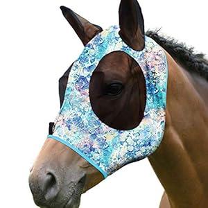 Harrison Howard Elasticity Horse Fly Mask Superb Comfort with UV Protection Standard Horse Fly Mask for Horse-Pastel Mix (L; Full Size)