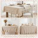 Mindsoft Light Brown Gingham Ruffled Tablecloth 70 x 52 Inches Rectangle Cotton Linen Checkered Table Cloth Buffalo Plaid Farmhouse Vintage Decorative Tablecover for Picnic Kitchen Dining Home Party