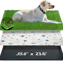Reusable Dog Loo System with Artificial Grass Turf&Pee Pads&Tray, for Puppy Potty Training is Portable&Easy to Clean,35x23in Large Dog Litter Box Toilet for Indoor/Outdoor use(35.6''x23.6'')