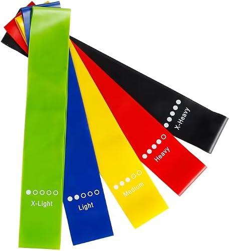 Resistance Loop Exercise Bands, Resistance Bands Exercise Bands for Home Fitness, Stretching, Strength Training, Physical Therapy,Elastic Workout Bands for Women Men Kids, Set of 5