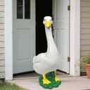 Porch Goose Garden Decor Statues - Large White Yard Goose Statue Resin Duck Sculpture 20" High Lawn Goose Front Porch Goode Home Decorations Housewarming Birthday Gifts for Mom Women