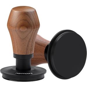 Normcore 58.5mm Coffee Tamper V4.1 with Click Sound Feedback, Spring Loaded Tamper With Titanium PVD Coating Flat Base, Genuine American Walnut Handle