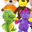 Jalousie Plush Toys Assortment Value Bundle Puppy Pet Mutt Squeak Toy for Medium Large Dogs (4 Pack Corduroy)