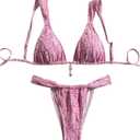 SHENHE Women's Floral Triangle Bikini Set Two Piece High Cut Tie Back Swimsuit Bathing Suit (Medium)