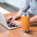 ATIKZHE 20oz Tumbler with Straw and Brush, Stainless Steel Vacuum Insulated tumbler, Double Wall Insulated Coffee Tumbler for Outdoor, Home, Travel,Office (Orange,1pcs)