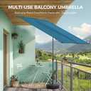 HOMSHADE 6x4ft Outdoor Balcony Umbrella - Flat Porch Pool Patio Umbrella Rectangular Canopy Shade UPF50+ UV Protection 360 Rotating & Tilting All Angles Applicable (Peacock Blue, No Base)