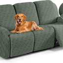 TAOCOCO Recliner Sofa Covers Stretch Reclining Couch Cover, Jacquard Recliner Couch Cover for 3 Seat Furniture Protector Sofa Slipcovers with Elastic Bottom for Kids, Pets (Grey Green)