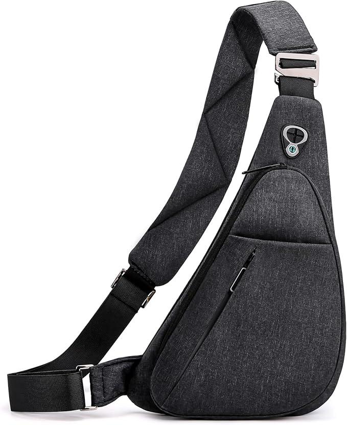 Crossbody Bag Anti-Theft Lightweight Casual Shoulder Backpack Sling Chest Bag Belt Rucksack for Travel Bicycle Sport (Dark Grey Right Hand)