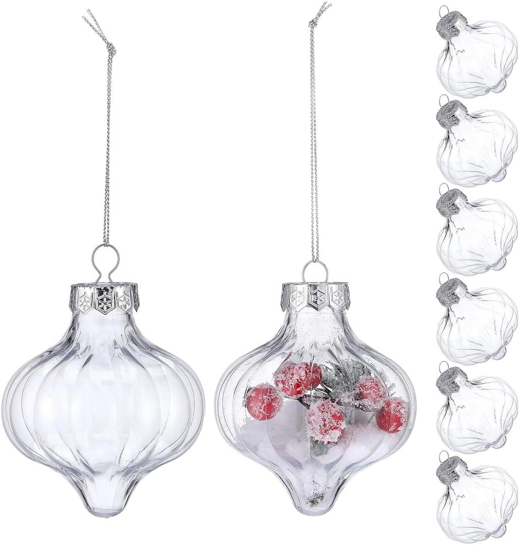 Garneck 8Pcs Clear Fillable Christmas Ball Ornaments DIY Plastic Ball Hanging Decorations for Xmas Tree Home Decor for Festive Crafts Holiday Celebrations