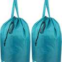 Tear Proof Nylon Laundry Bag with Handles (2 Pack),Travel Laundry Bag with Drawstring Closure,Dirty Clothes Bag Fit Most Laundry Hamper or Basket,27.5x34.5 in,Blue Aqua (Large)