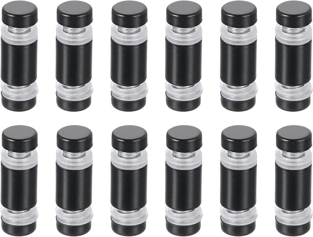 uxcell 12 Pcs Standoff Screws, 1/2" x 1" Stainless Steel Double Head Advertising Screws Wall Standoff Mounts Hardware for Acrylic Glass Sign Holder Wine Glass Rack, Black